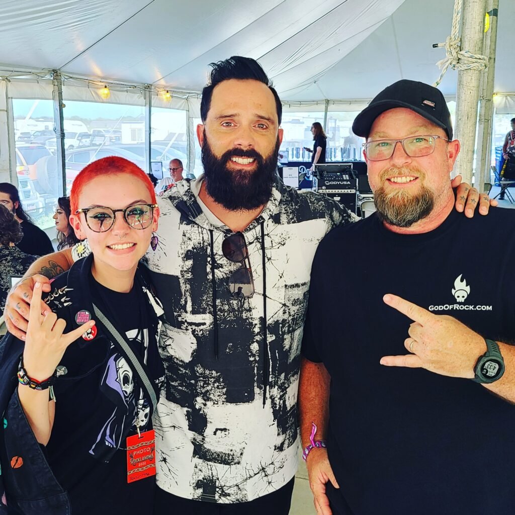 John Cooper from Skillet and Ken McClary backstage at Rocklahoma 2022