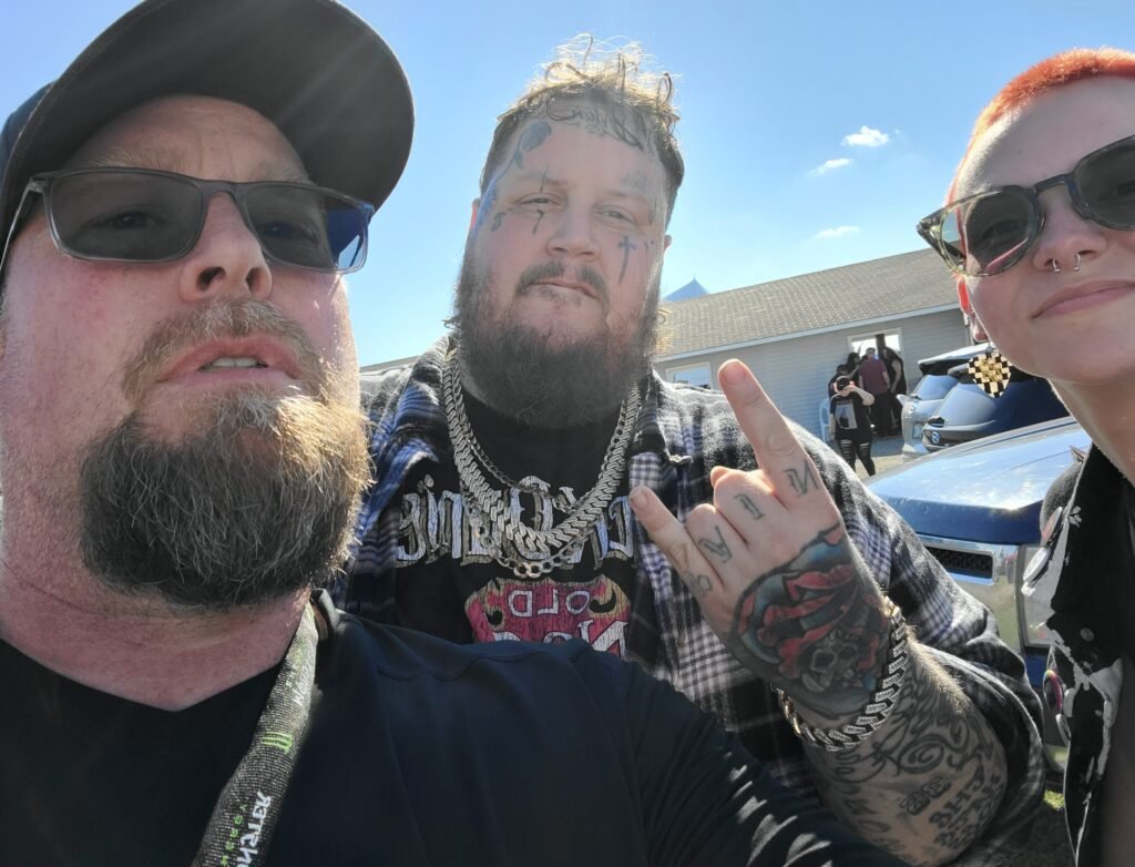 Picture of Jelly Roll, Ken McClary, and Kai backstage at Rocklahoma 2022
